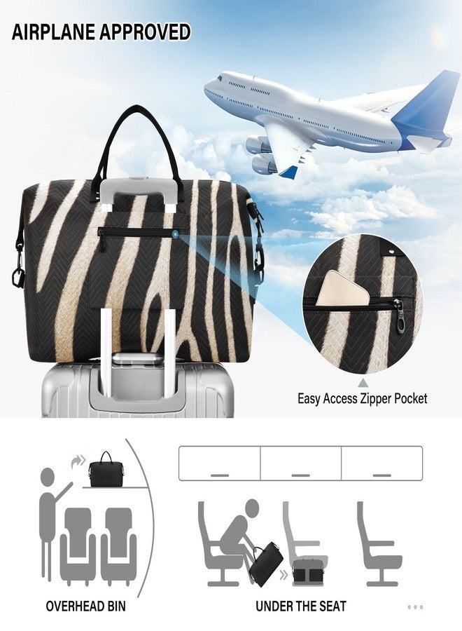 Aflyko Animal Print Travel Duffel Bag - Vintage Zebra Skin Sport Tote Gym Weekender Overnight Carry On Fitness Dance Go-To Daily Bag - Image 5